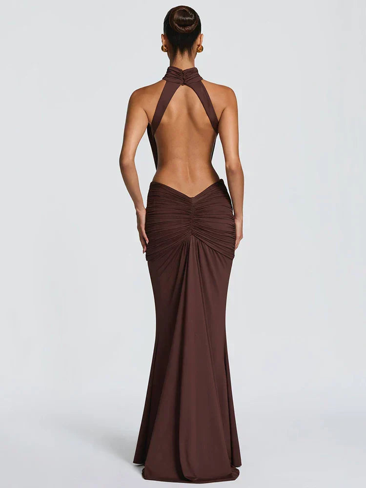 Backless Halter Maxi Dress